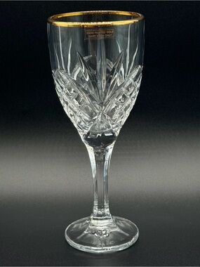 Godinger Shannon Dublin Crystal Gold Rimmed Water Goblet Wine Glass 10oz MINT